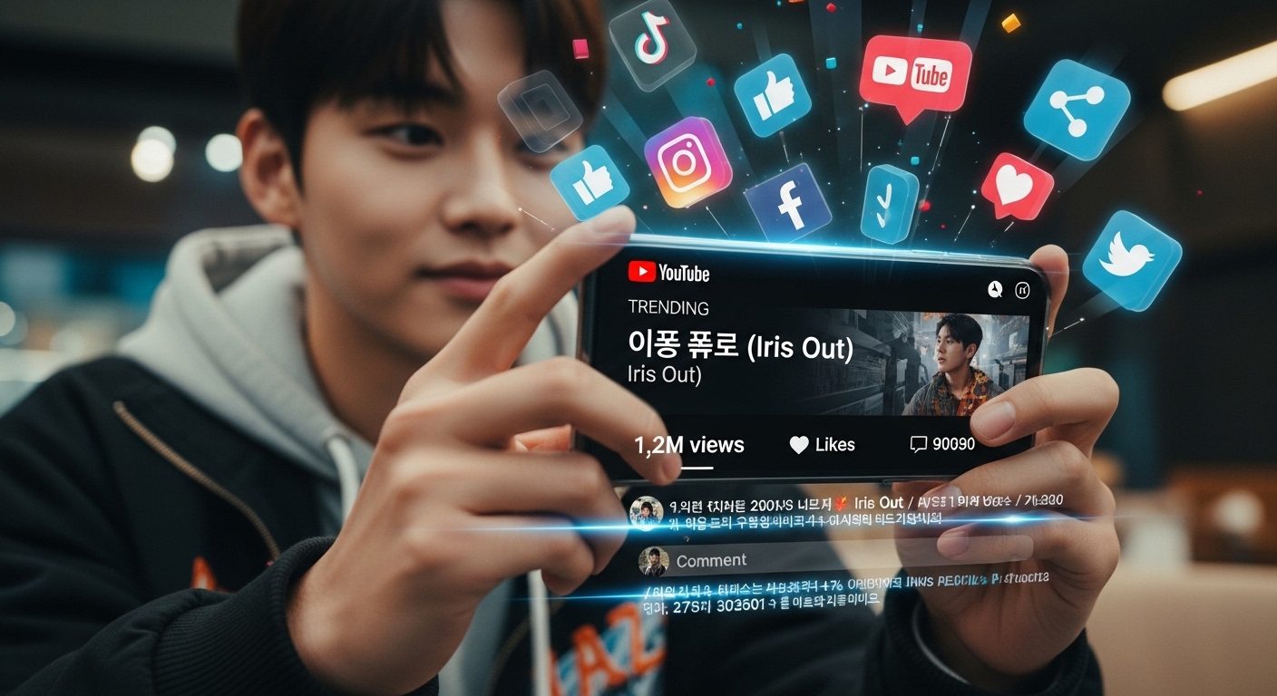스마트폰으로 인기 있는 유튜브 영상을 보는 현대 젊은 남성의 모습
