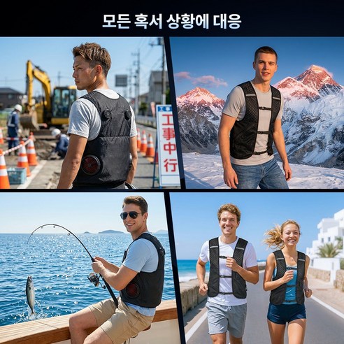 THOUSTA 반도체 냉각 선풍기 조끼 아이스 얼음 쿨링 에어컨 냉풍 작업복 아웃도어 등산 낚시 러닝조끼