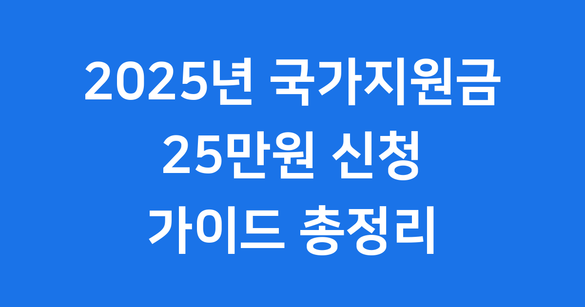 2025년 국가지원금 25만원 신청 방법 대상 기간 총정리