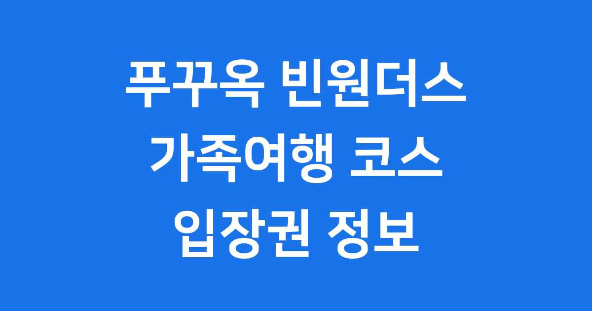 푸꾸옥 빈원더스 가족여행 코스 입장권