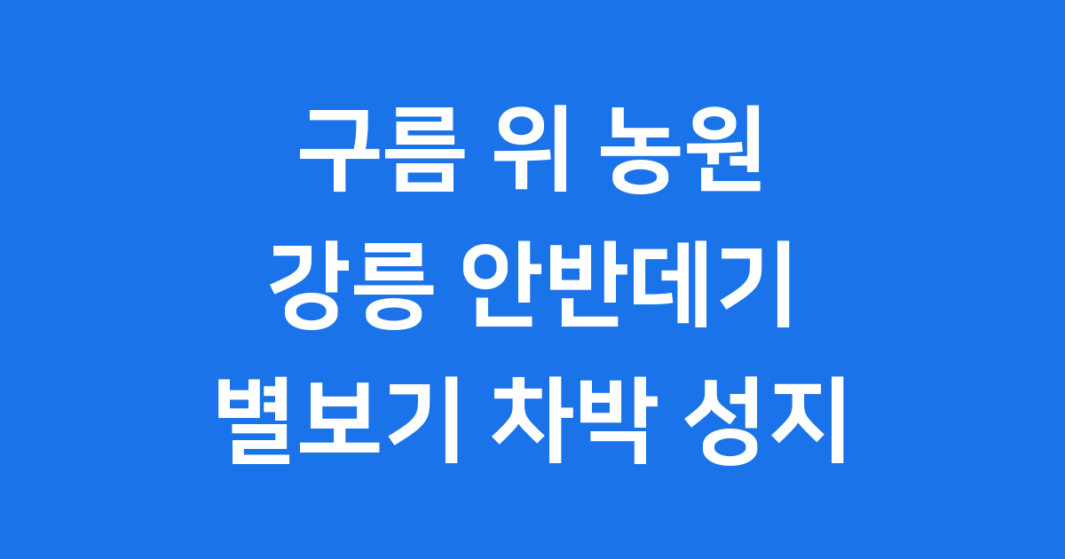 강릉안반데기관광농원 별보기 체험 2025년