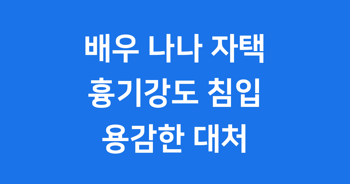 배우 나나 자택 흉기강도 침입, 모친과 함께
