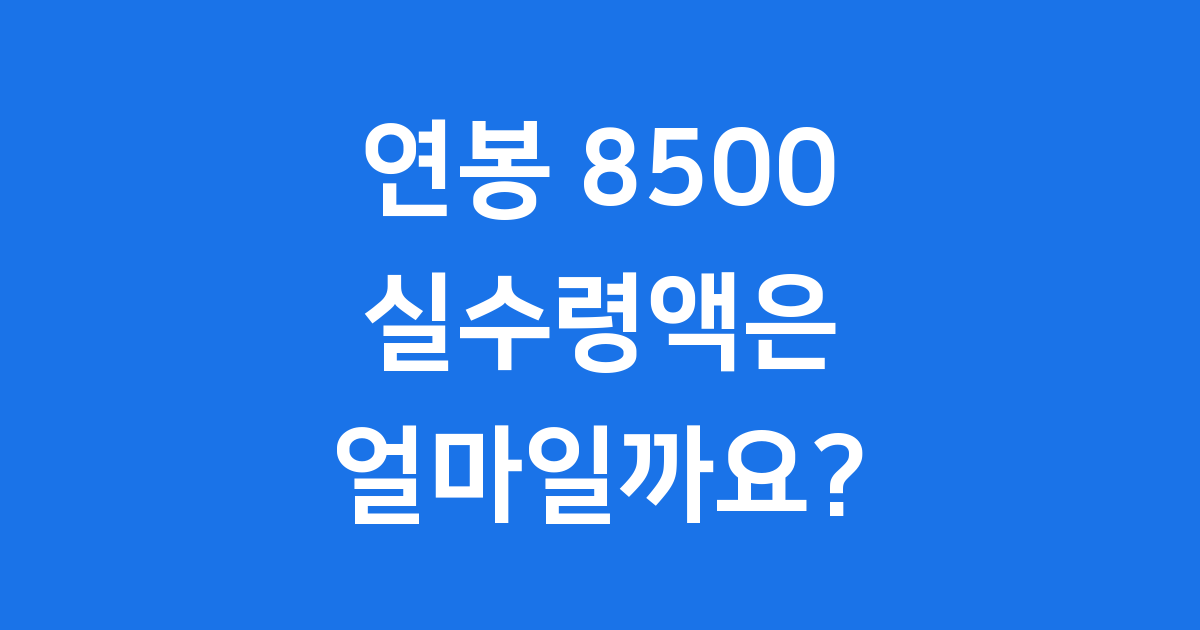 2025년 연봉 8500 실수령액, 내 통장에 얼마 들어올까요?