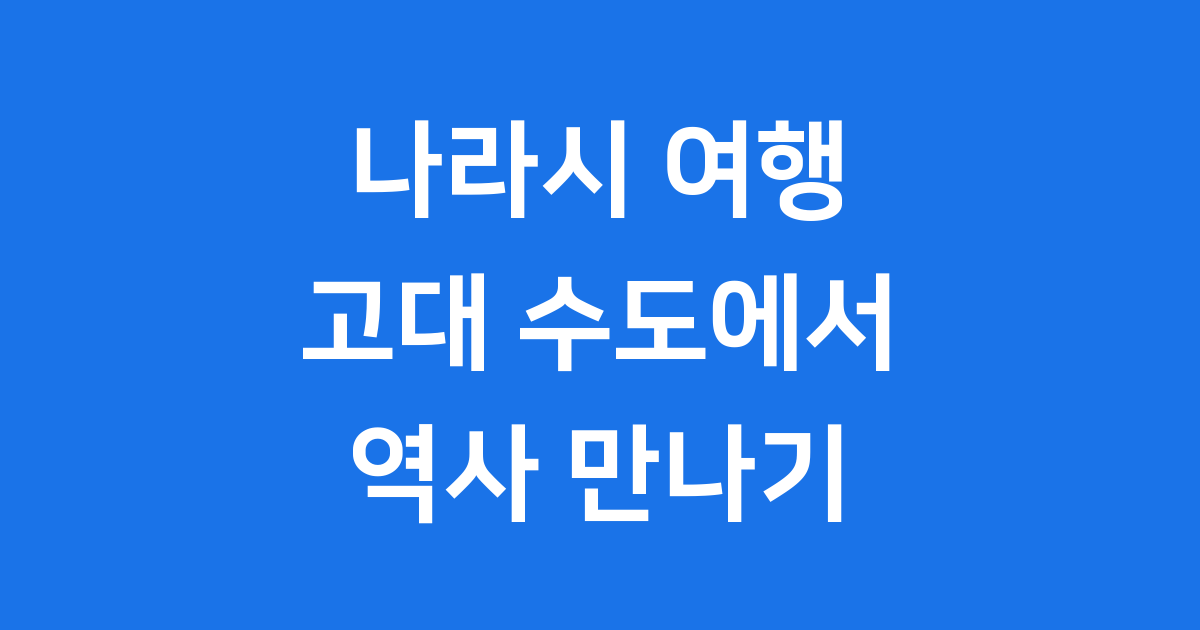 나라시 여행 고대 수도에서 만나는 역사와 사슴 2025