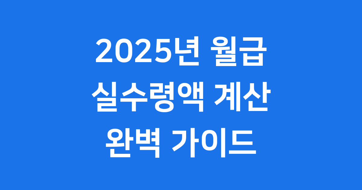 2025년 월급 실수령액 총정리