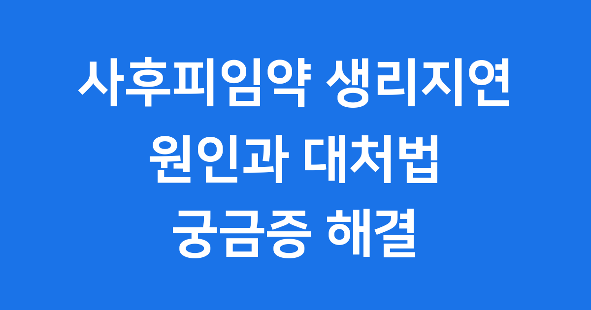 사후피임약 생리지연 왜 나타날까요?