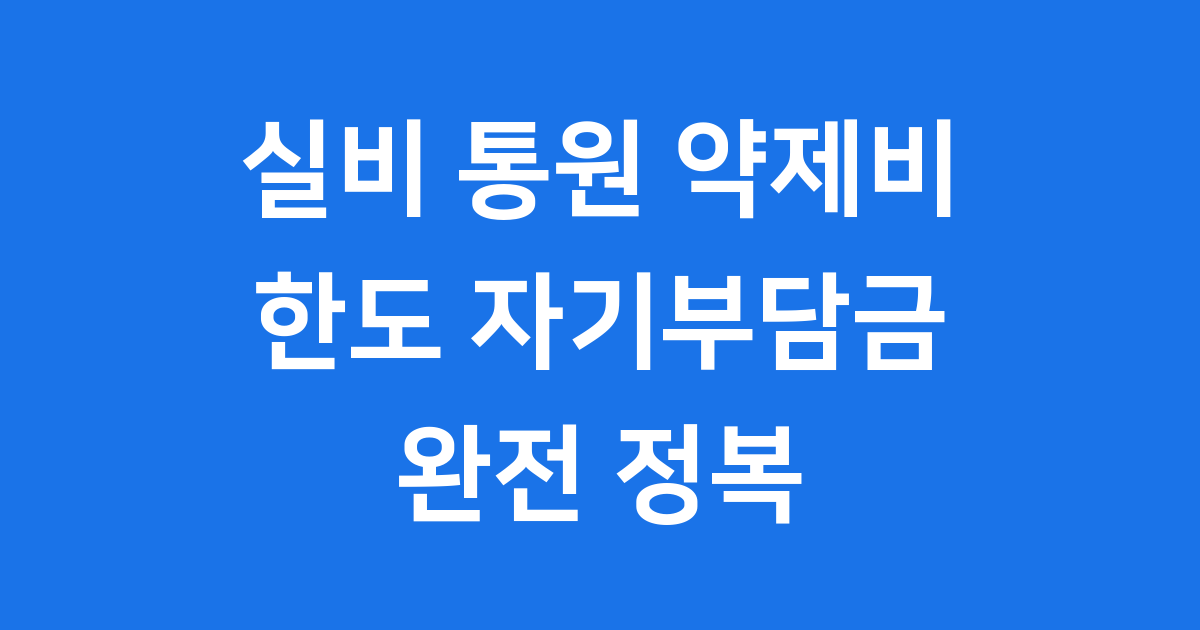 실비 통원 약제비 한도 이해하기(자기부담·상한)