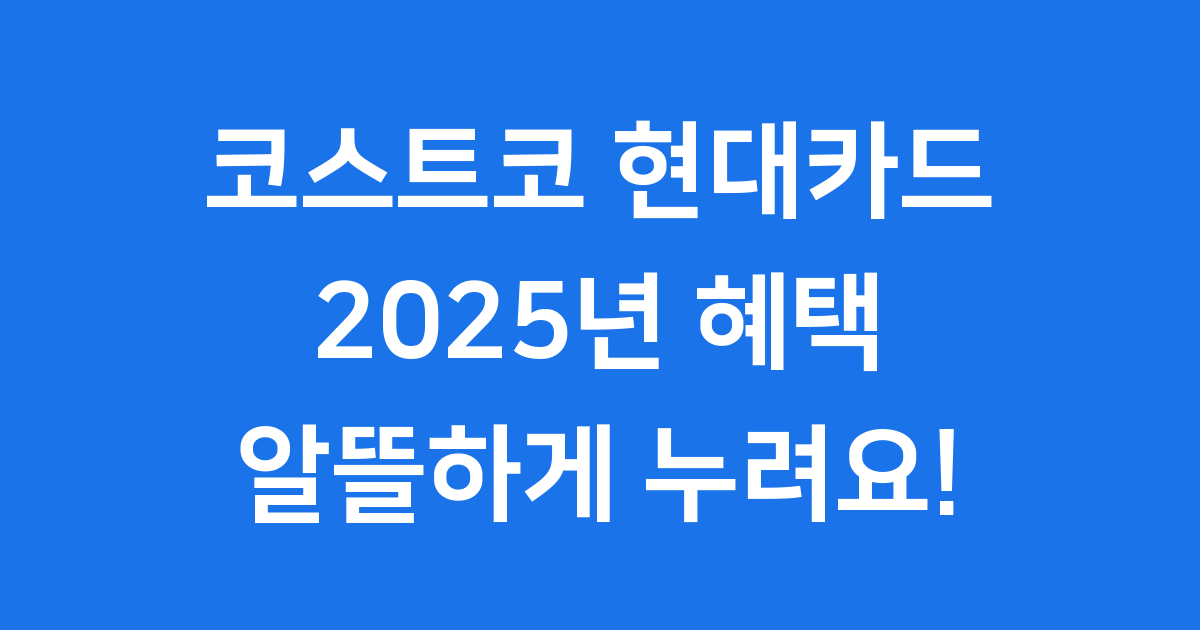 코스트코 현대카드 2025 혜택과 사용법