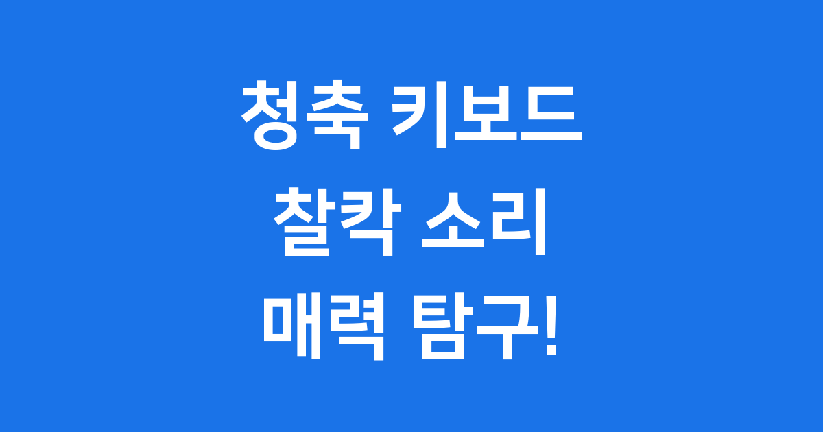 청축 키보드 비교: 찰칵 소리의 매력에 빠져볼까요?