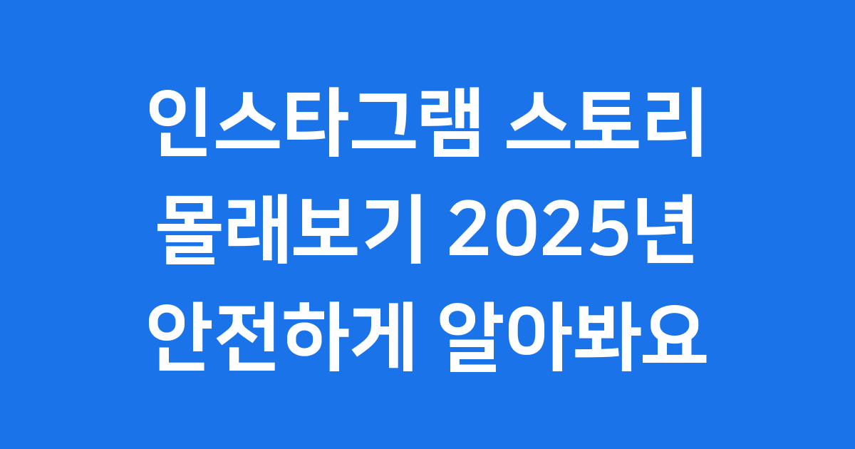 인스타그램 스토리 몰래보기 2025년 최신 방법