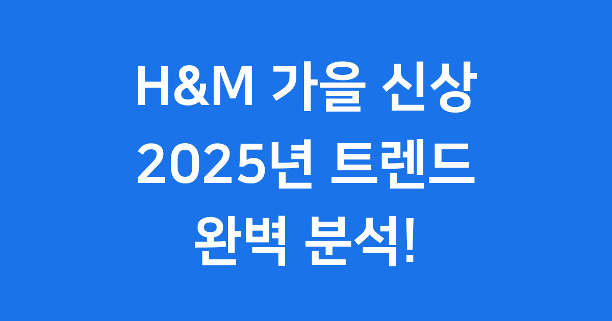 H&M 가을 신상 2025: 니트 아우터 가격 완벽 분석
