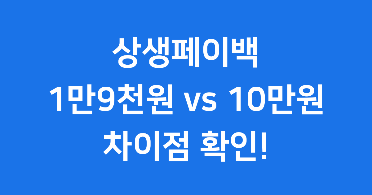 상생페이백 환급금 1만9천원 10만원 차이점 2025년 신청방법