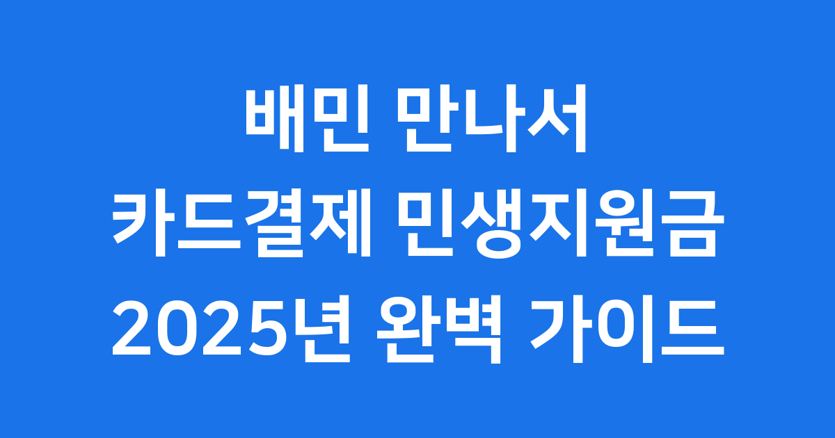 배민만나서카드결제 민생지원금 2025년