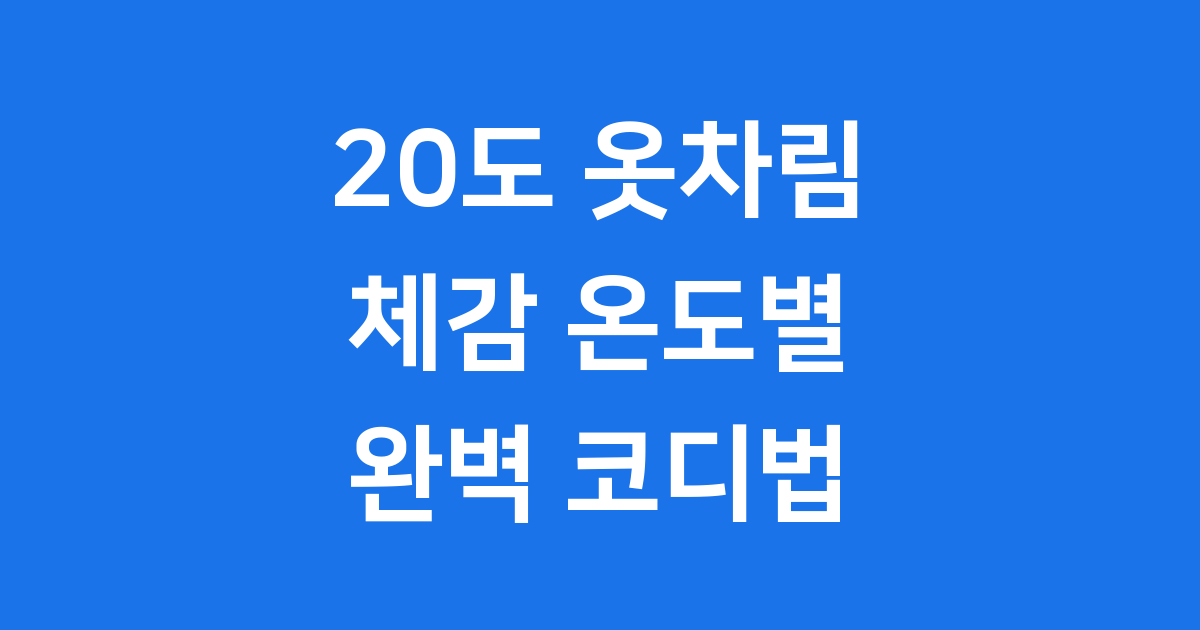 20도 옷차림 체감 온도 코디