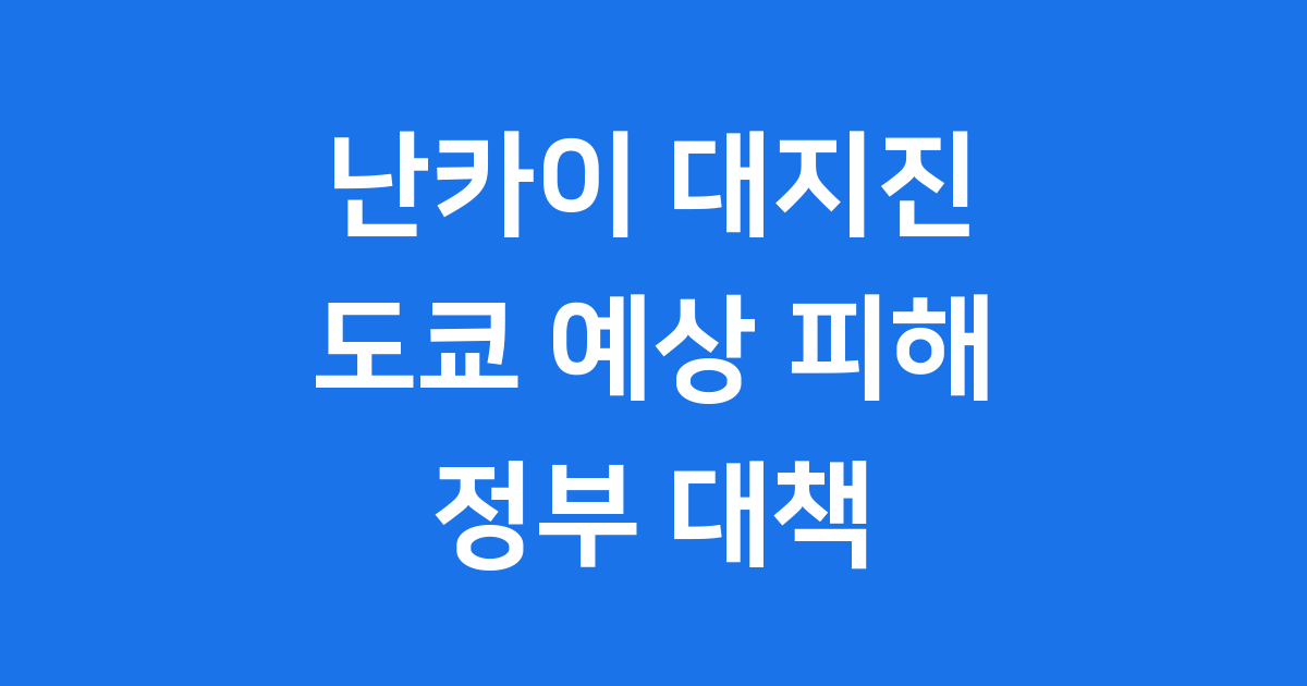 난카이 대지진 도쿄 예상 피해와 정부 대책
