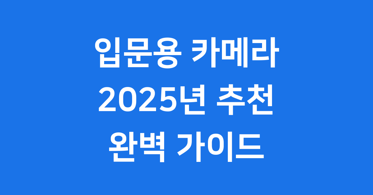 입문용 카메라 2025 미러리스 추천 가이드