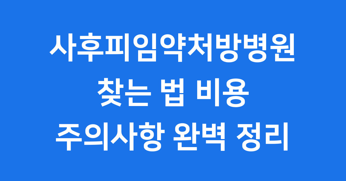 사후피임약처방병원 찾는 법 비용 주의사항