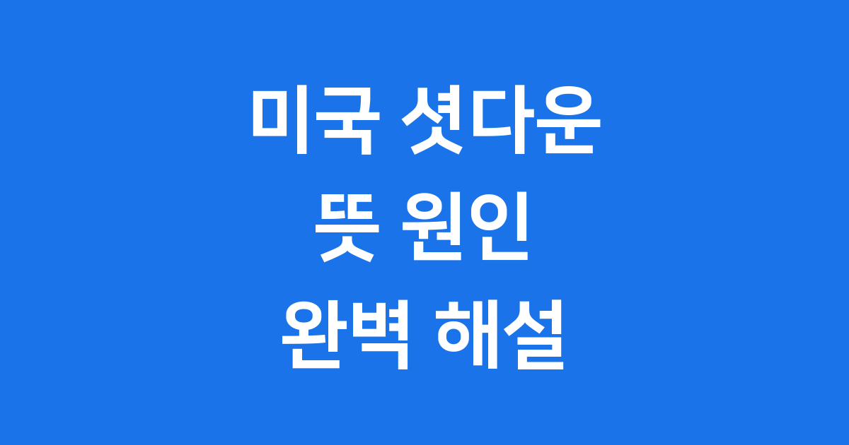 셧다운 뜻 미국 정부 업무정지 원인과 영향