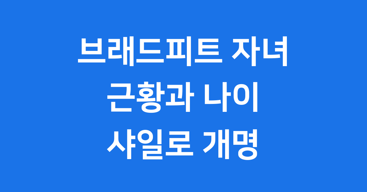 브래드피트 자녀 근황 샤일로 개명 정리