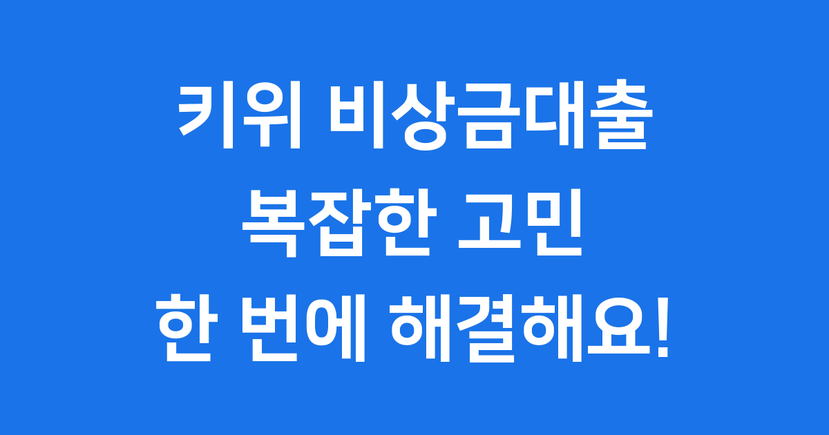 키위 비상금대출 2025년 신청방법 자격 조건