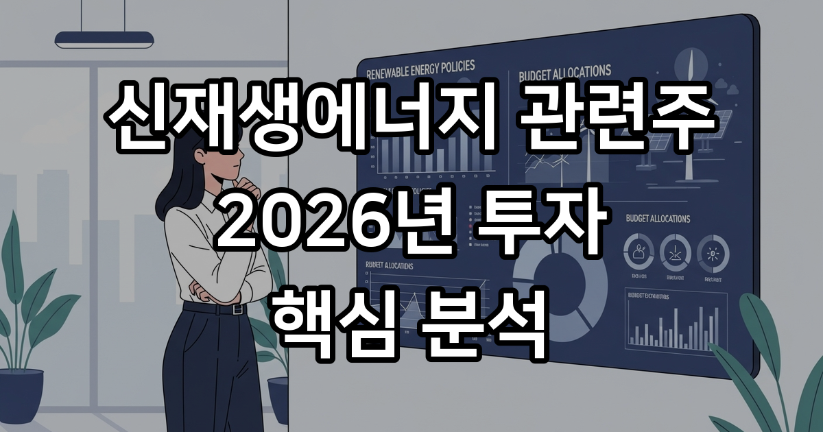 2026년 국내 신재생에너지 정책 수혜주 4종목 심층 분석