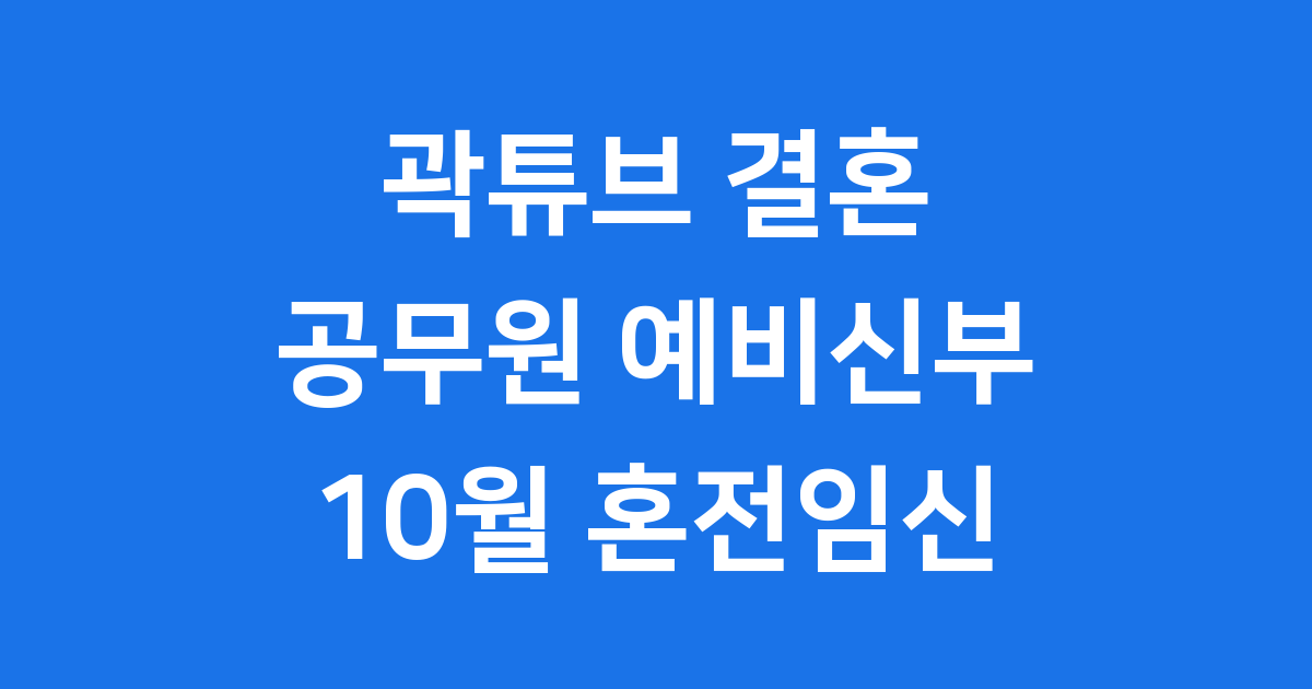 곽튜브 결혼 발표 공무원 예비신부 10월