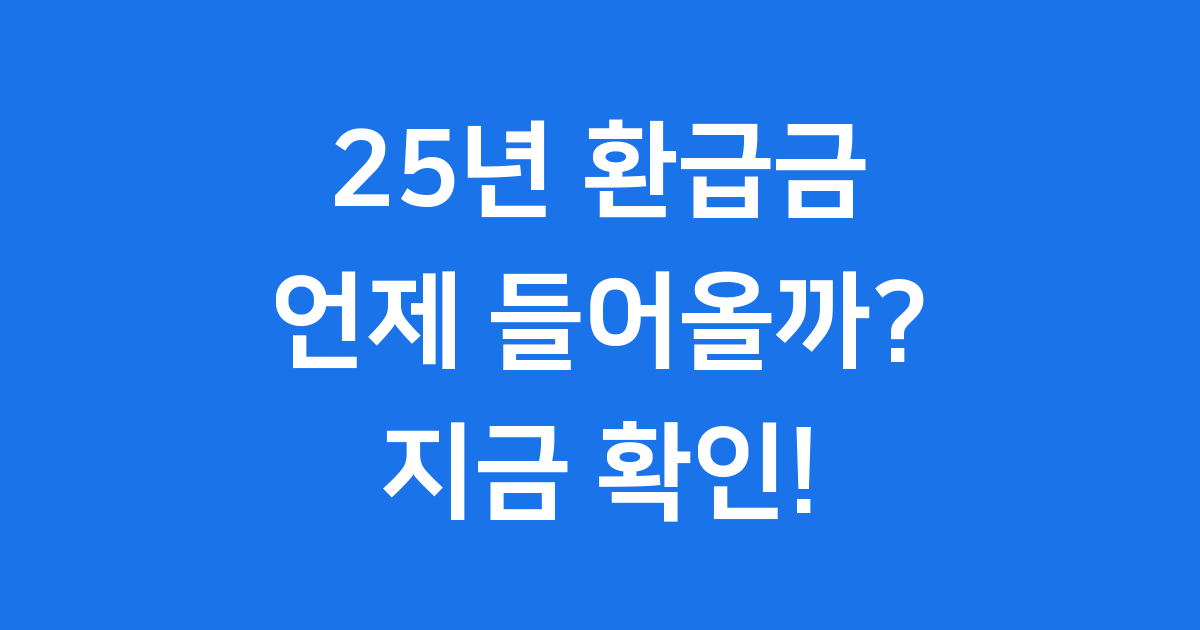 25년 종합소득세 환급일 조회 지급일정