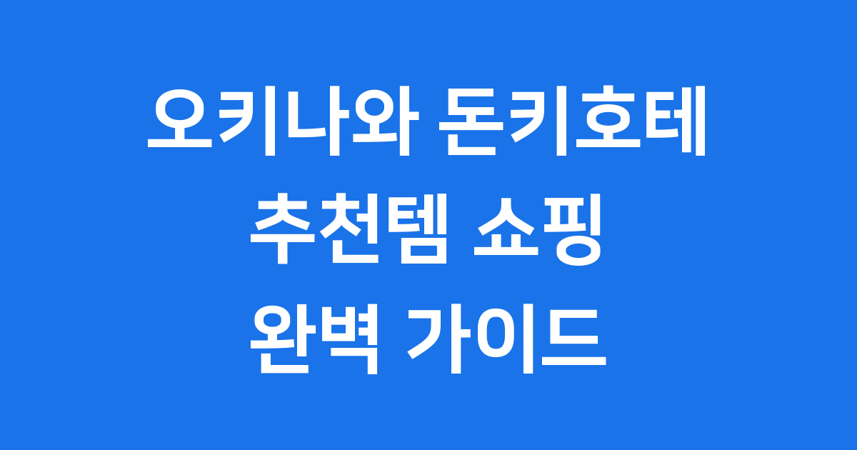 오키나와 돈키호테 추천템