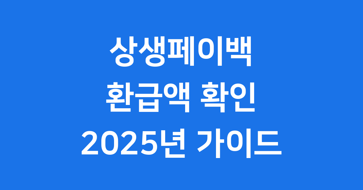 상생페이백 환급액 확인하는법 2025년