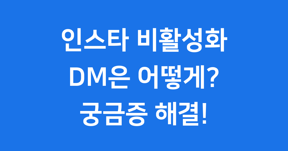 인스타 비활성화 디엠 사용 불가 최신 가이드