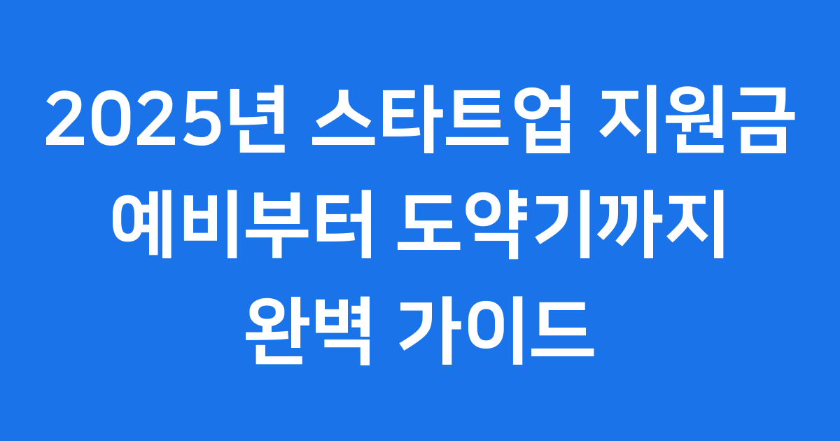 2025년 스타트업 지원금 총정리