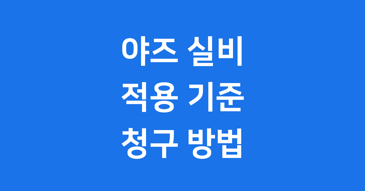 야즈 실비 적용 기준과 청구 방법