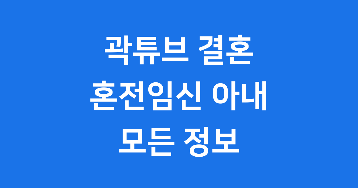 곽튜브 결혼 | 곽준빈 결혼식 혼전임신 아내 정보