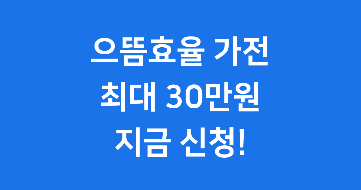 으뜸효율 가전 2025년 신청방법 30만원