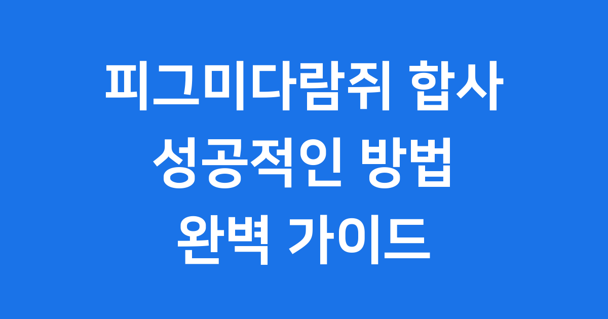 피그미다람쥐 합사 완벽 가이드