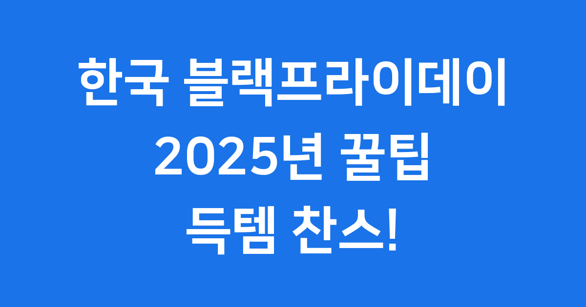 2025 한국 블랙프라이데이 놓치면 후회할 꿀팁 대방출!