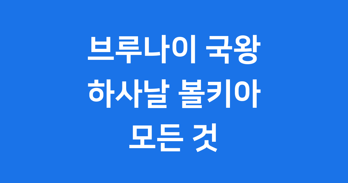 브루나이 국왕 하사날 볼키아 소개 경제 복지