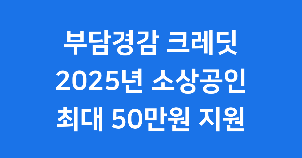 부담경감크레딧 2025년 소상공인 신청방법