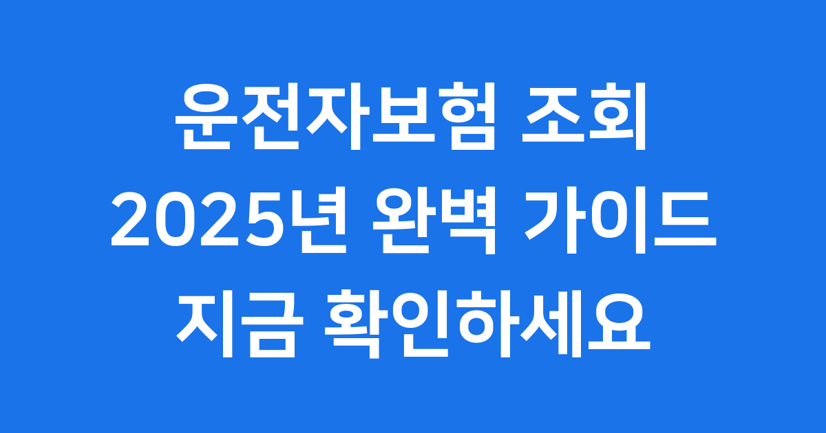 운전자보험 조회 2025년 완벽 가이드