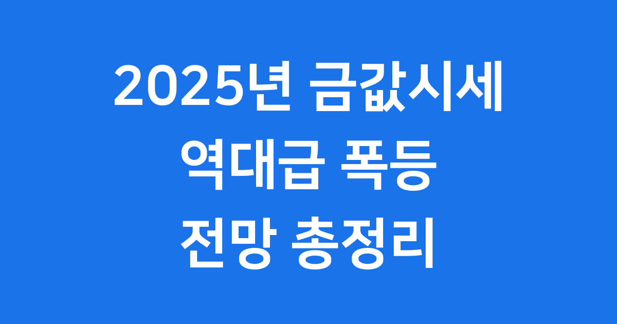 금값시세 2025년 폭등 이유와 전망