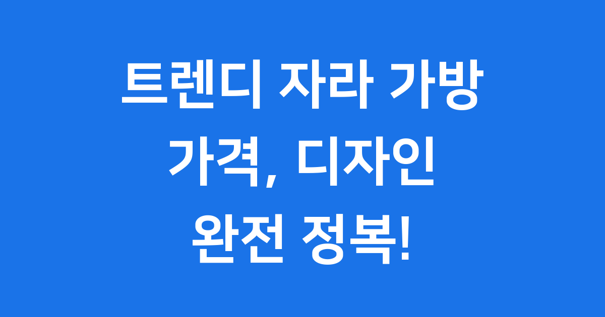 자라 가방 인기 디자인 가격 완전 분석