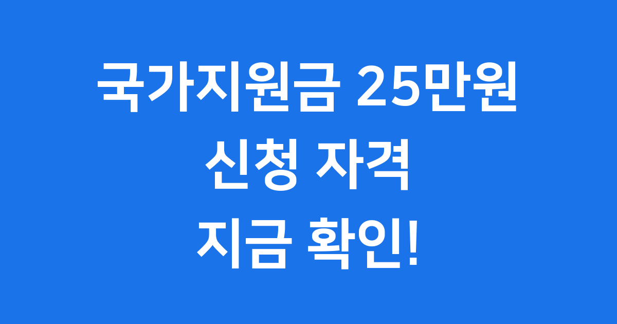 2025년 국가지원금 25만원 신청 방법