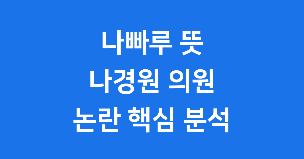 나빠루 뜻 뭐길래 나경원 의원 논란 속 핵심 분석