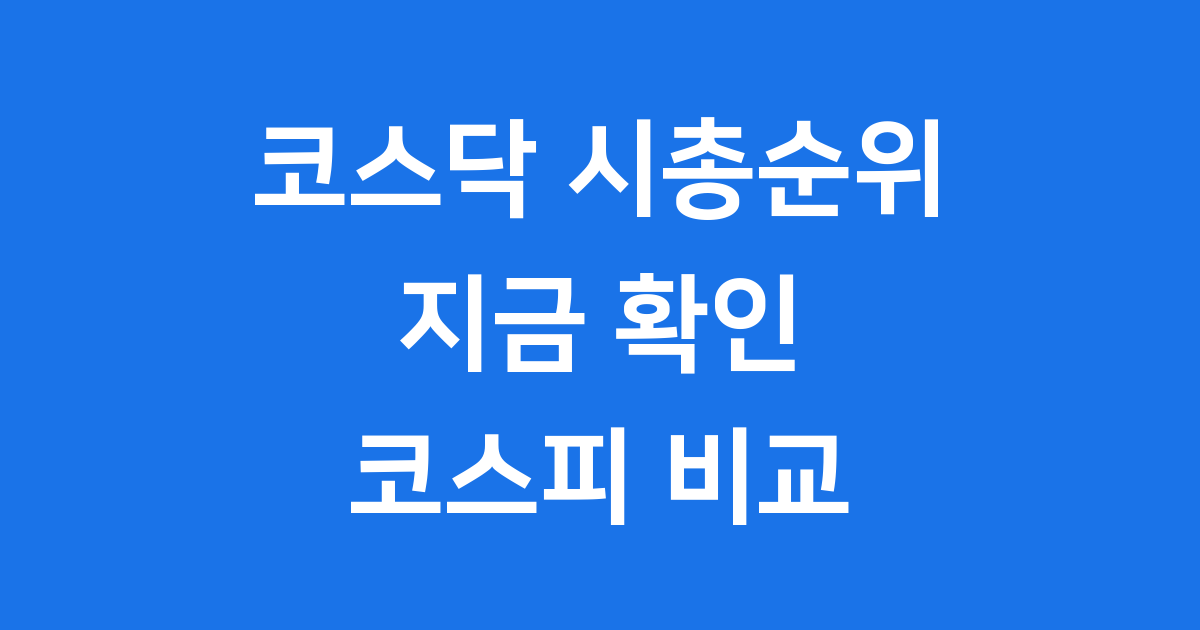 코스닥 시총순위 지금 확인 코스피 비교 분석