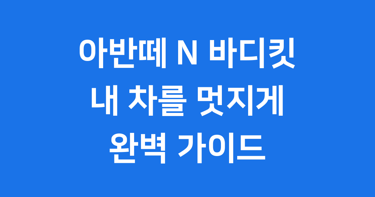 아반떼 N 바디킷 디자인 성능 가격 확인