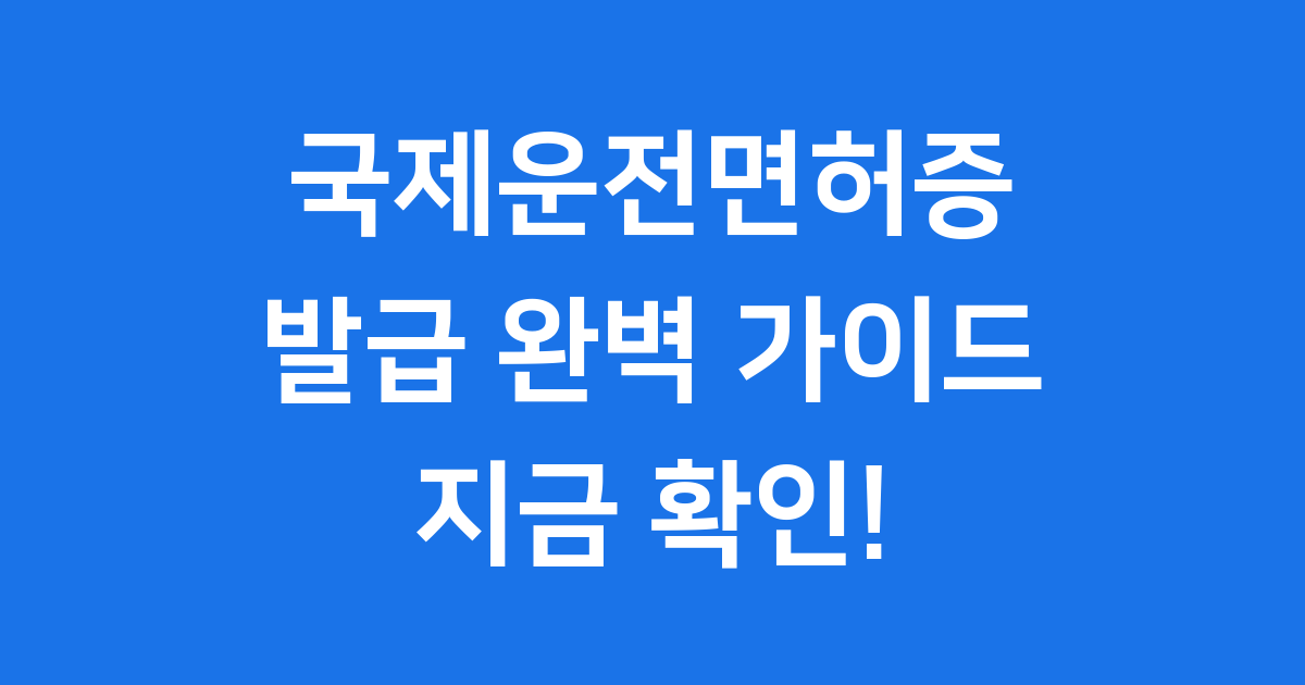 국제운전면허증 발급 신청방법 자격조건