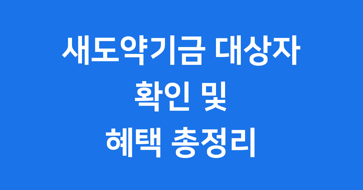 새도약기금 대상자 확인 및 혜택