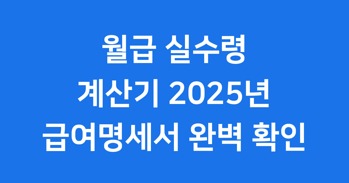 월급 실수령 계산기 2025년 세전 세후 급여명세서 확인