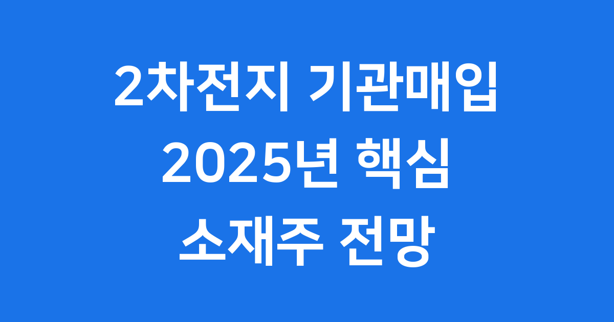 2차전지 기관매입 2025년 핵심 소재주