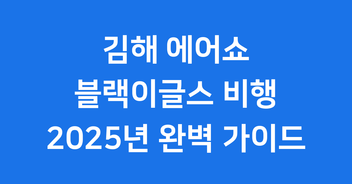 김해 공군기지 에어쇼 2025 블랙이글스 일정 장소 완벽 정리